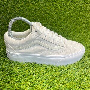 Vans Old Skool Platform Deboss OTW Womens Size 6 Cream Walking Shoes Sneakers